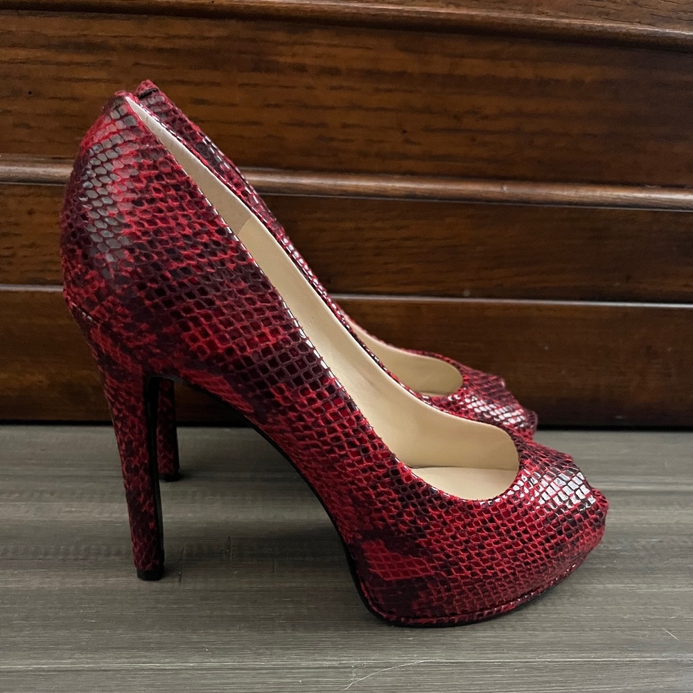 GUESS Red Snakeskin High Heels